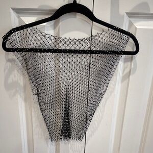 Black Beaded Mesh Tank Top
